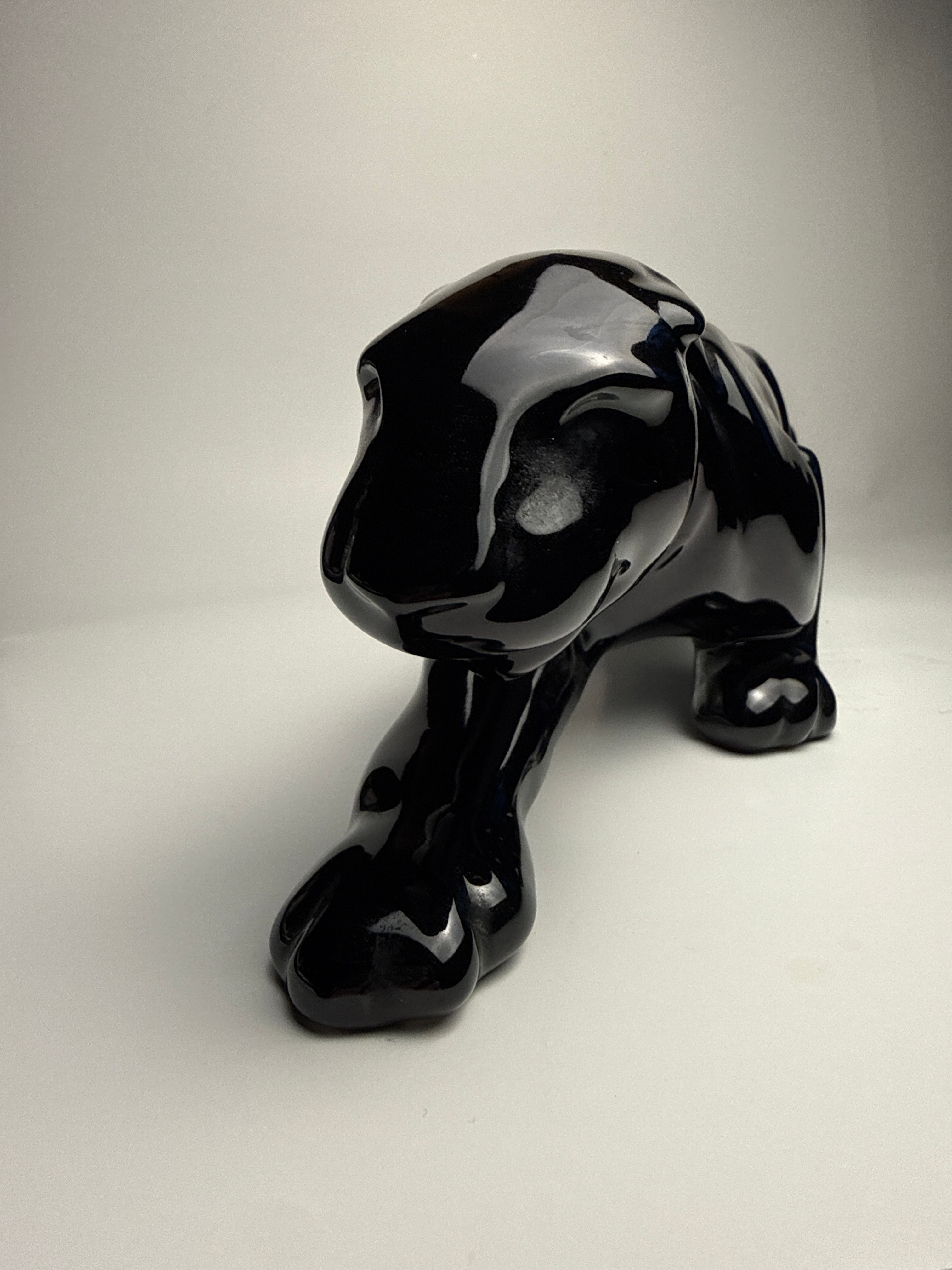 MCM Crouching Black Panther Ceramic Statue