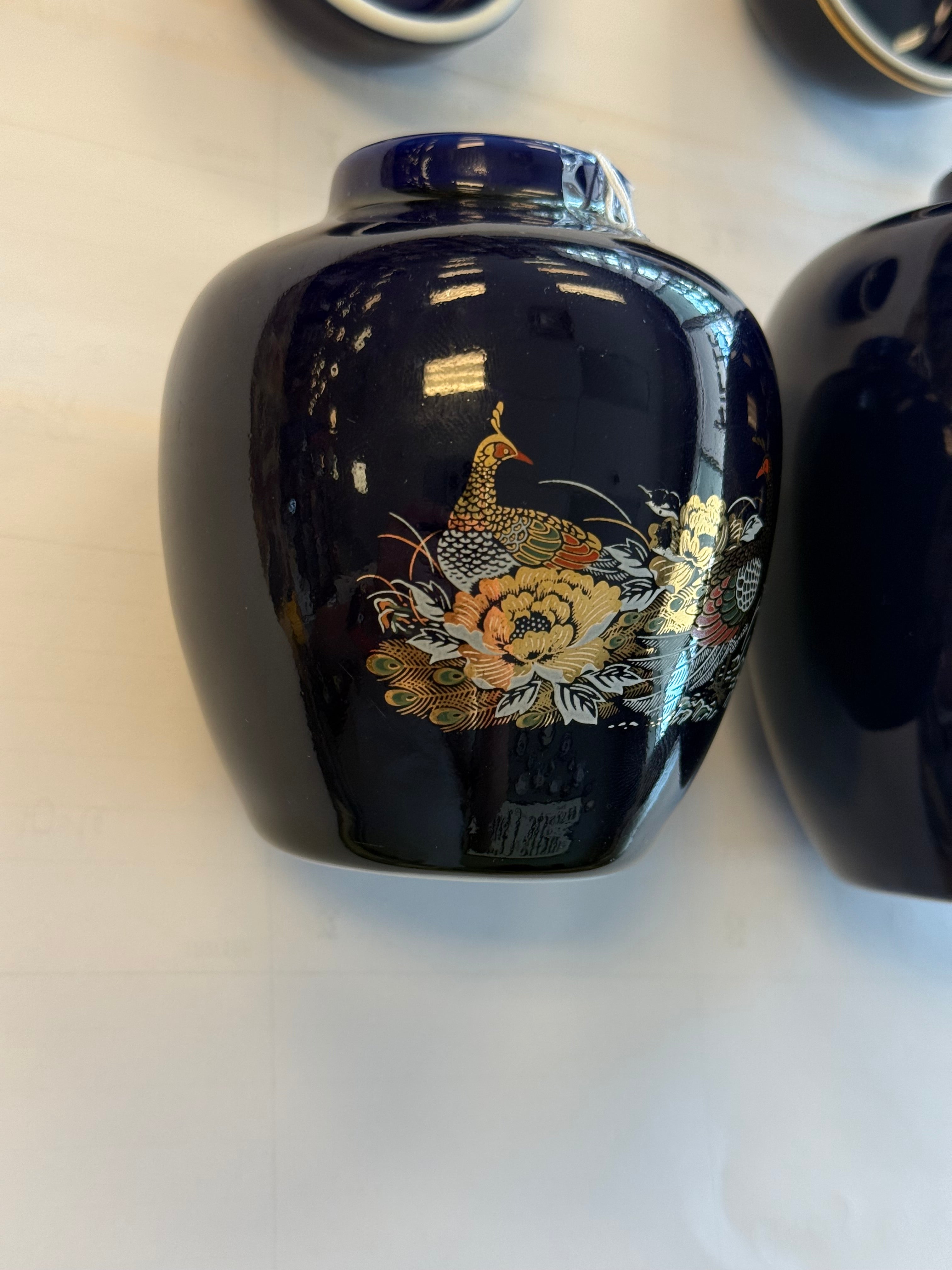 Japanese Cobalt Blue Lidded Ginger Jar Set