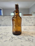 Vintage - Biere D'Alsace Fischer Bottle - Porcelain Cap with Wire Clasp - Amber Glass - Embossed