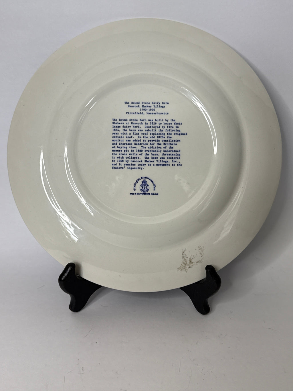 10” Round Stone Dairy Barn Flow Blue Plate