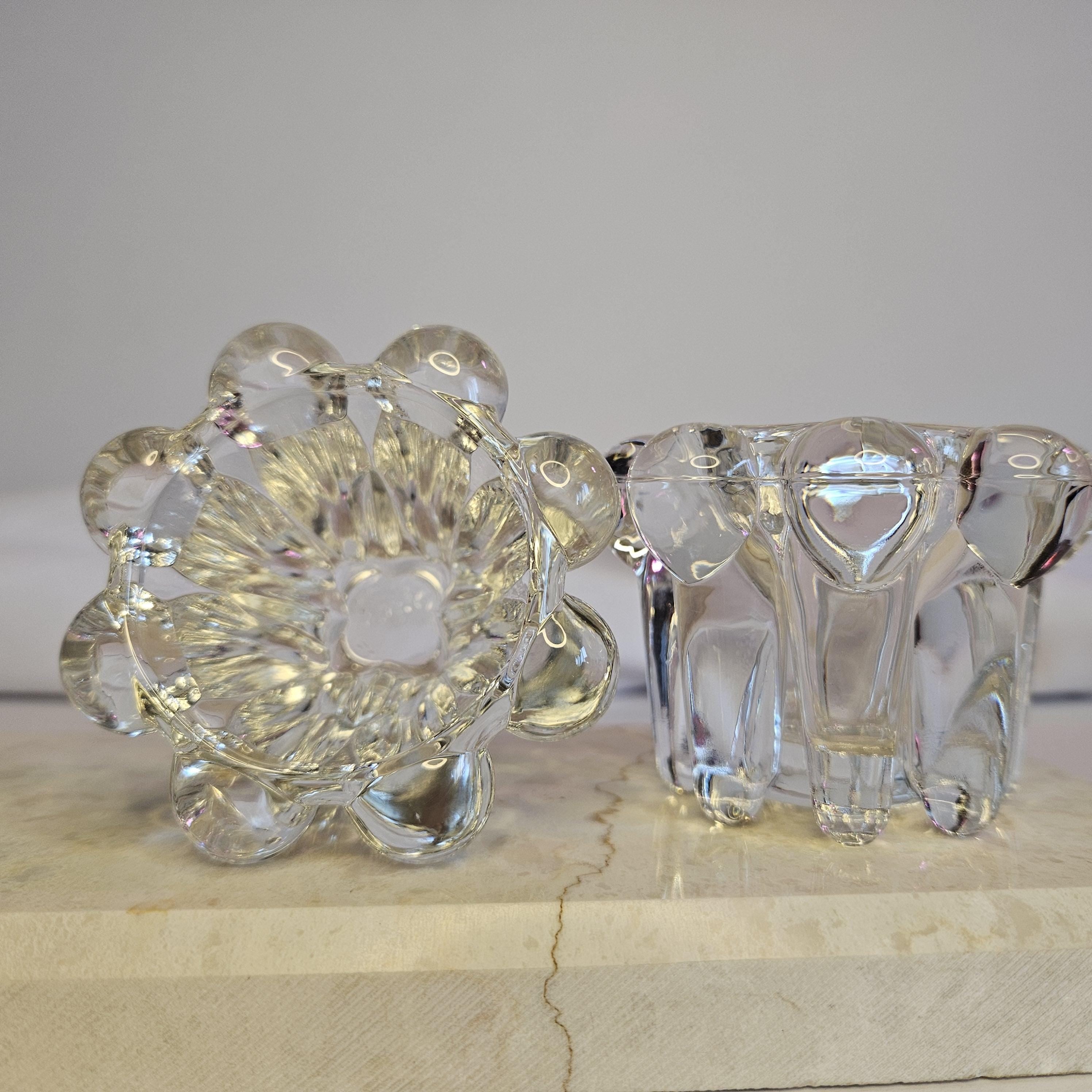 Brazil Clear Glass - Tapered Candle Holder - Mid Centery Modern - Set of 2 - Vintage