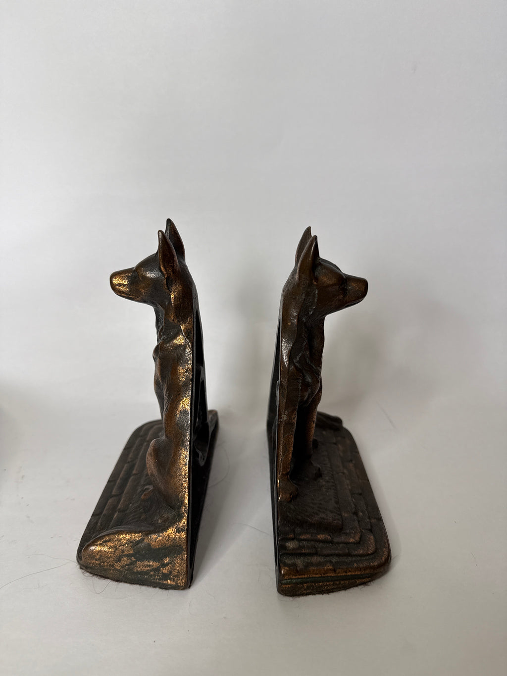 German Shepherd cast iron book ends
