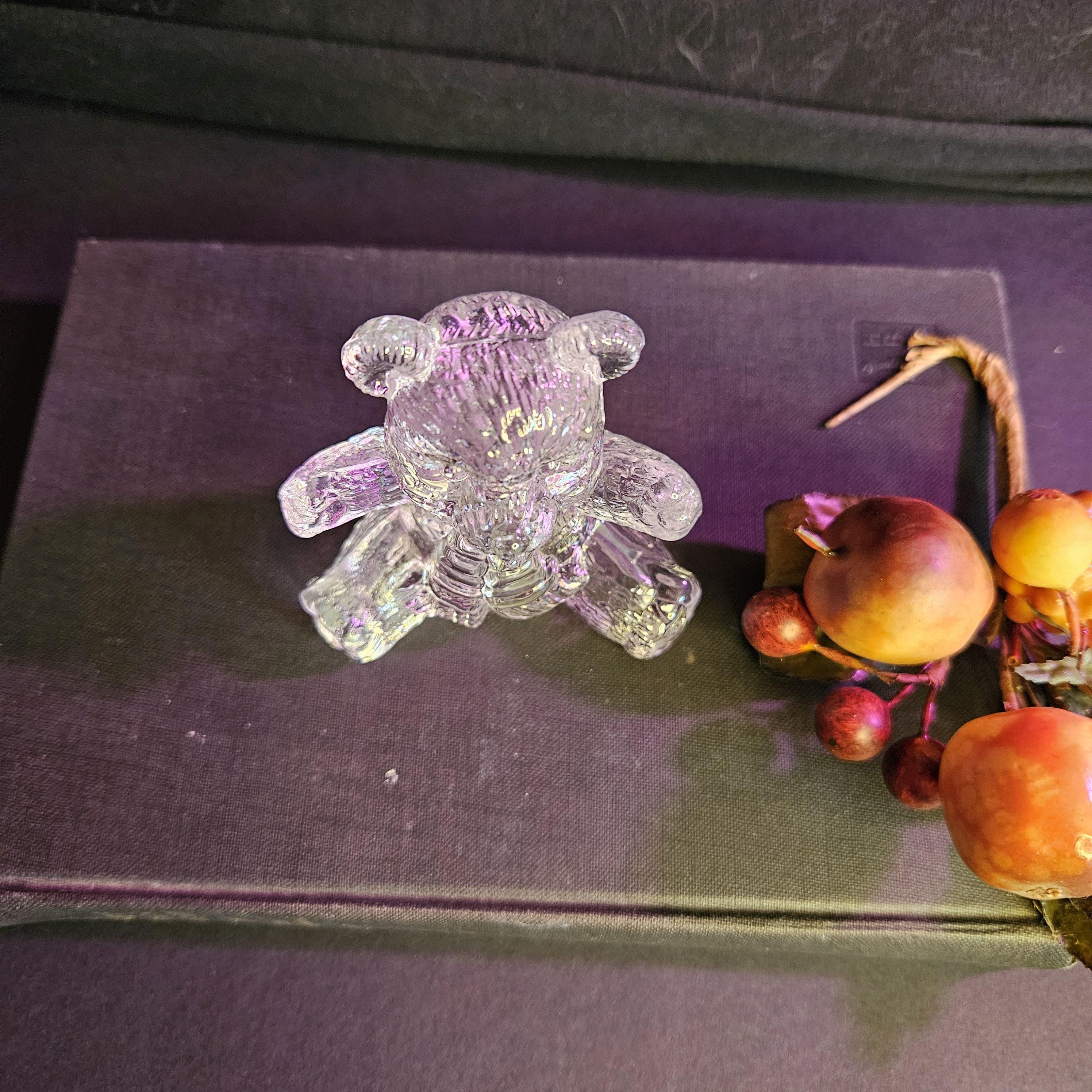 Glass Teddy Bear with Scarf - 3.5 inches tall