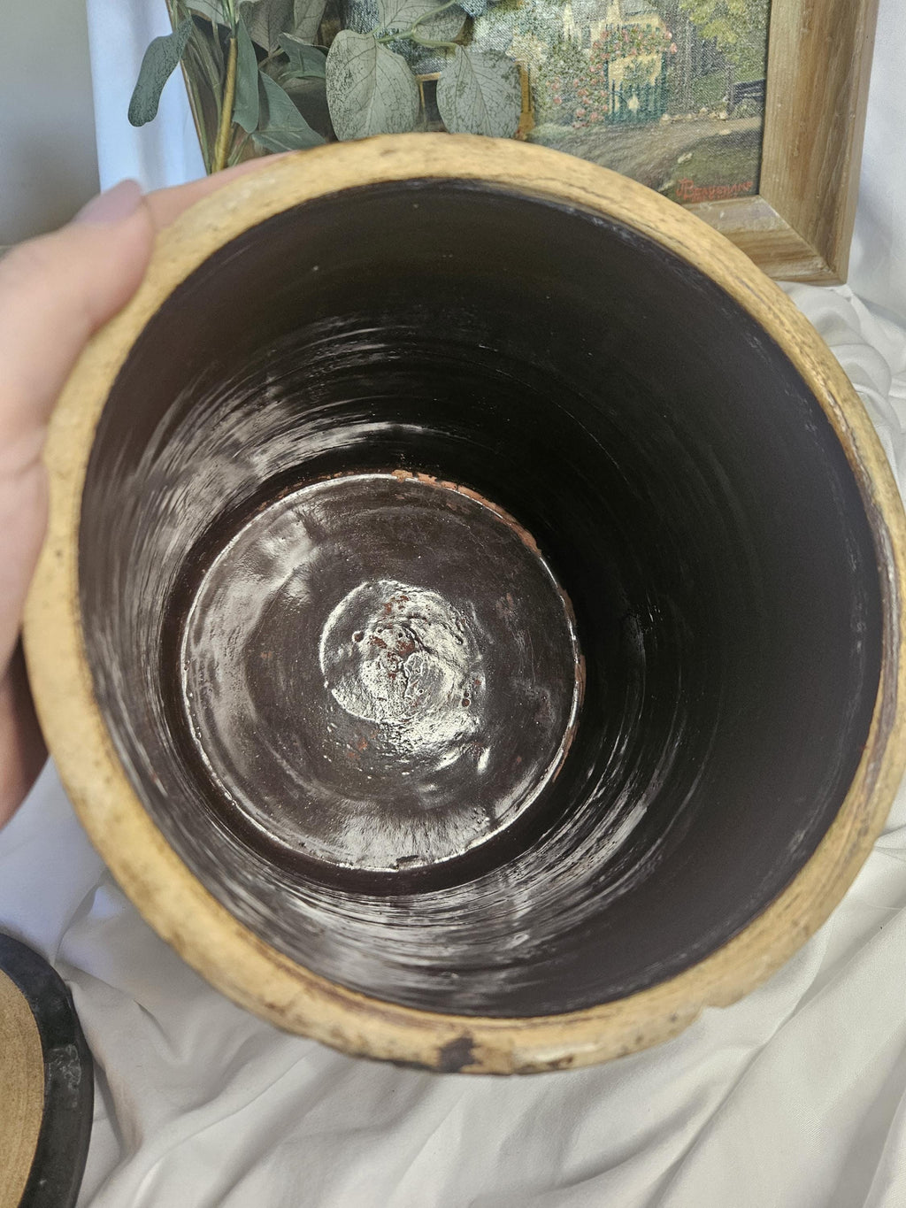 Antique 1 Gallon Stoneware Crock - Farmhouse decor - Food Safe