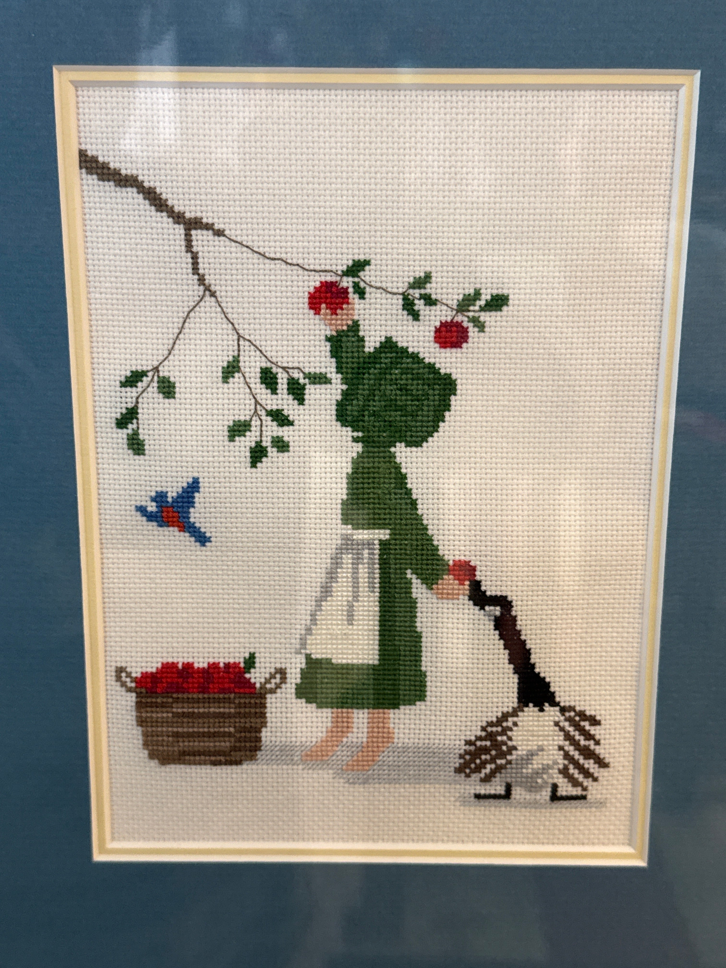 Amish Child Series Cross Stitch Silver Frame Art