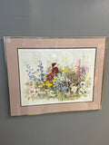 Watercolor print wildflowers “in the garden” by Lyn Snow. Gold metal frame, glass encased 24x30 (Copy)