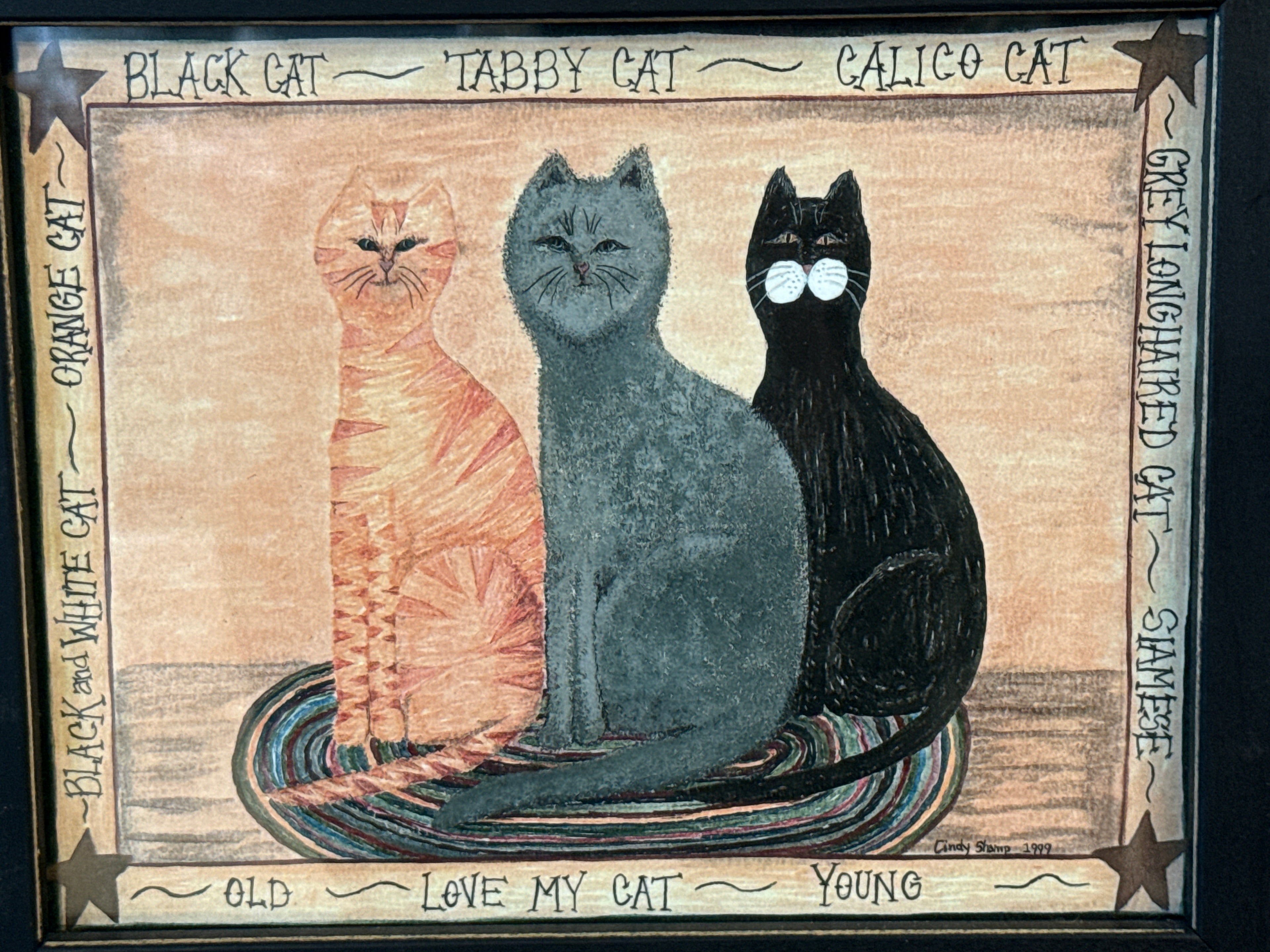 Love My Cat by Cindy Shamp, Black Frame Cat Art