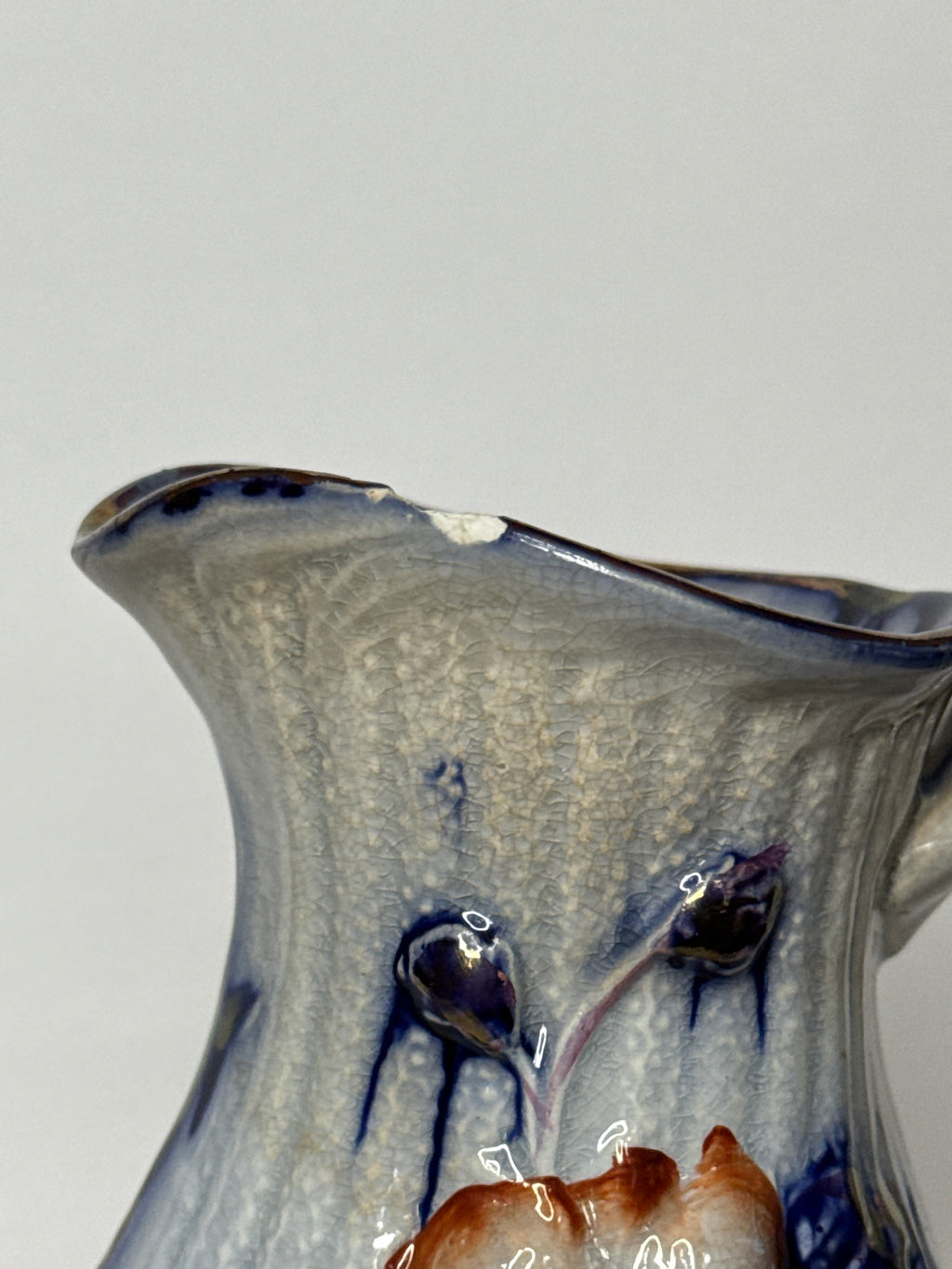 Flow Blue Lusterware Pitcher
