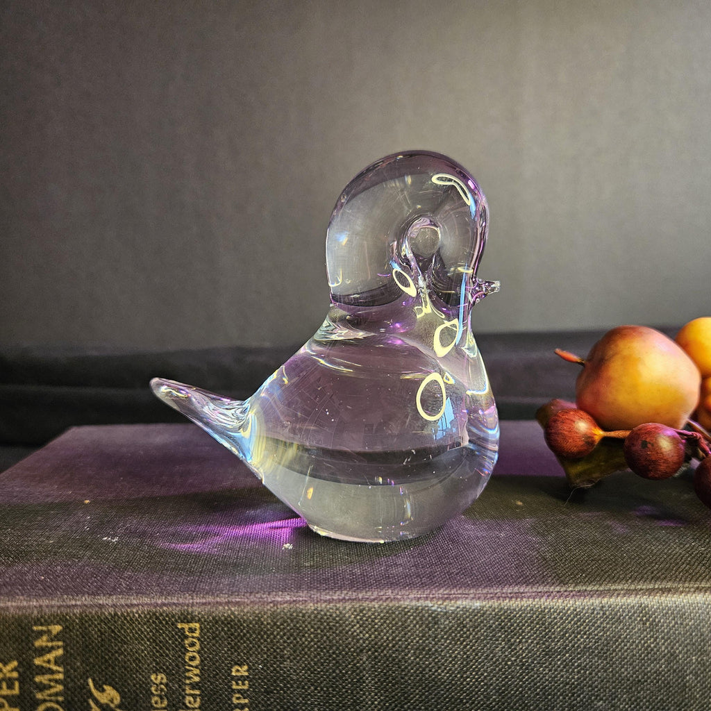 Small Swedish Glass Duck - Vintage - Paperweight - Figurine - Clear