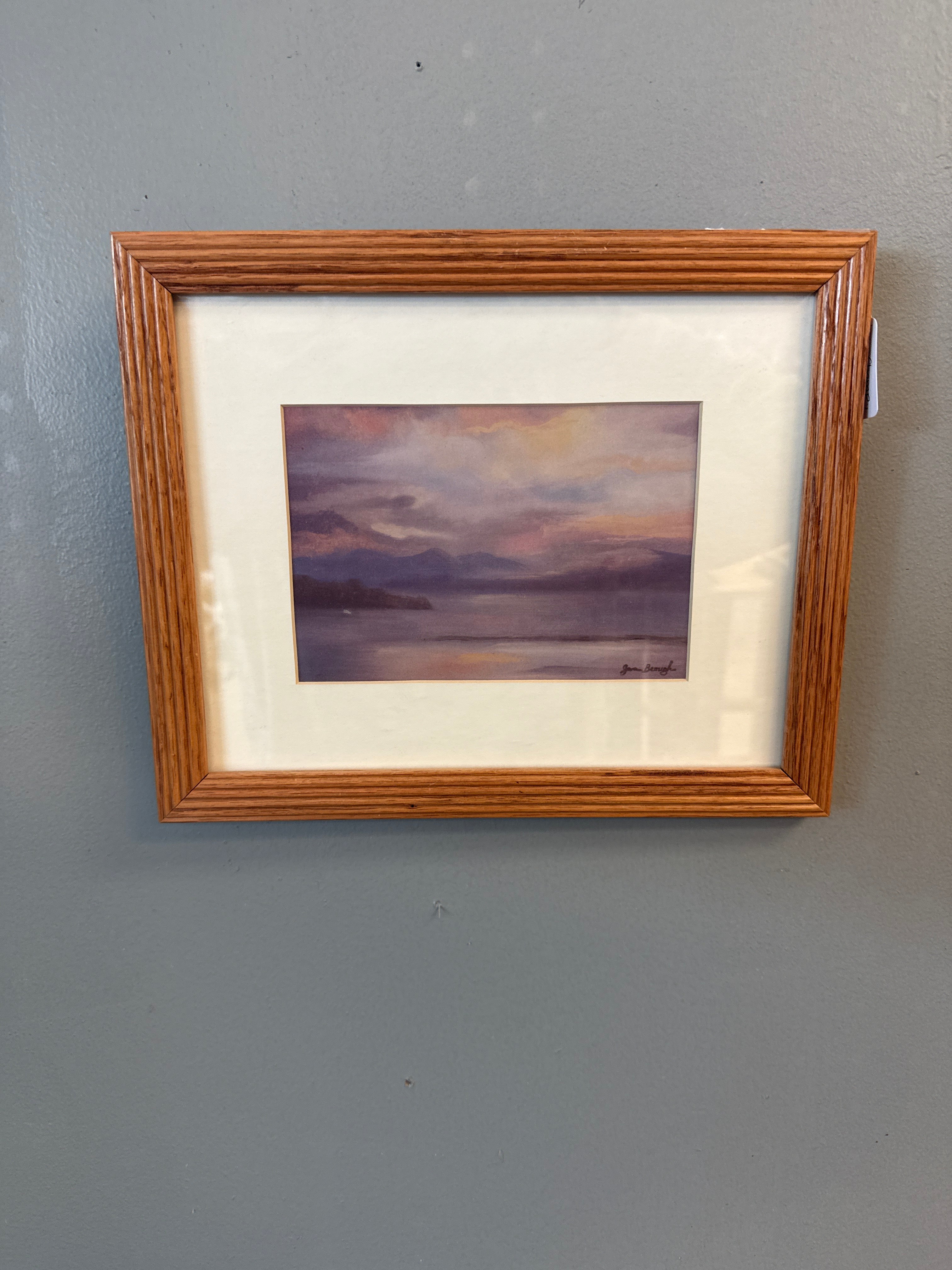 Lake Champlain sunset oil painting wooden frame