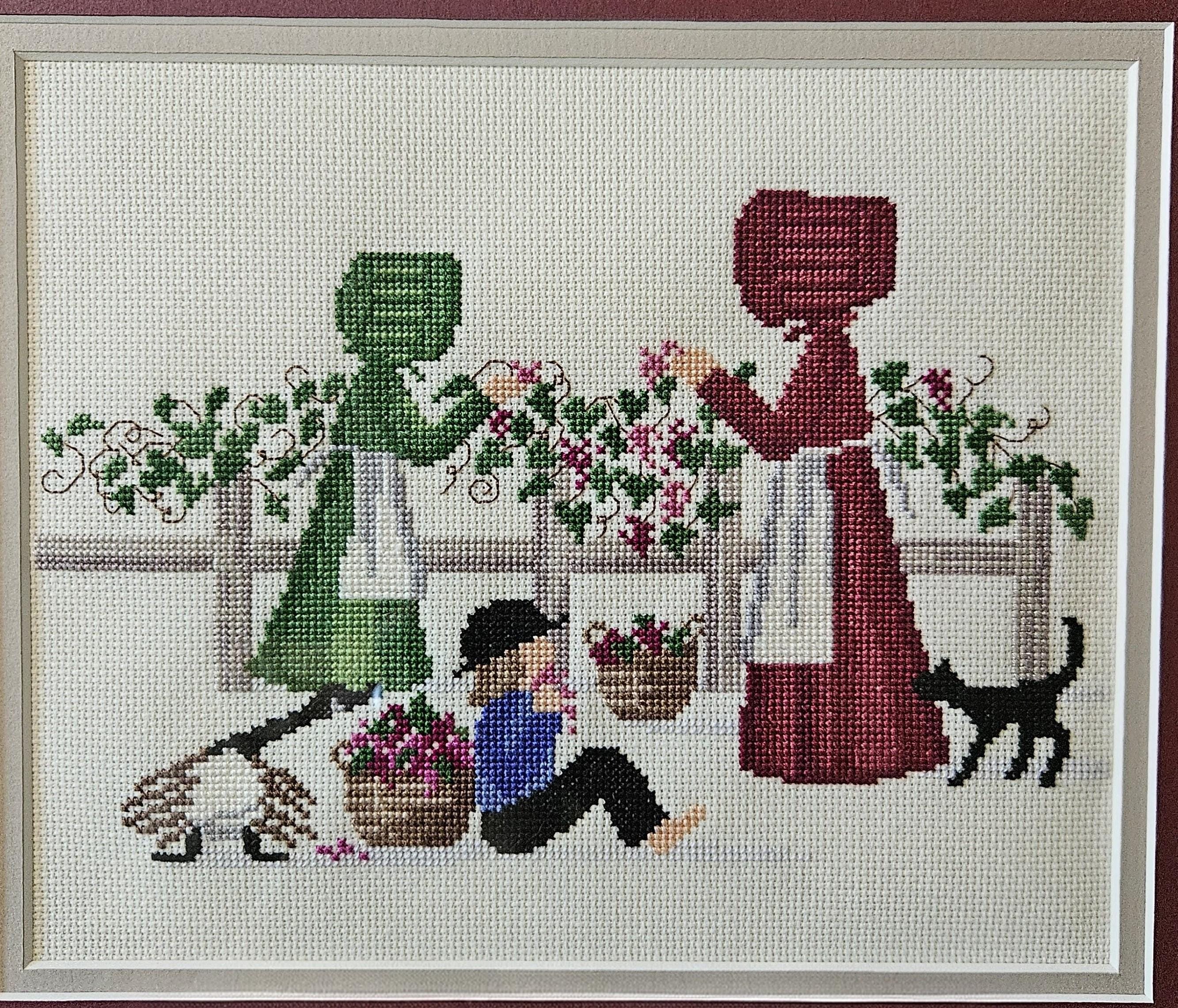 Diane Graebner, "Fruit of Labor" - Framed & Completed cross-stitch - Ready to hang