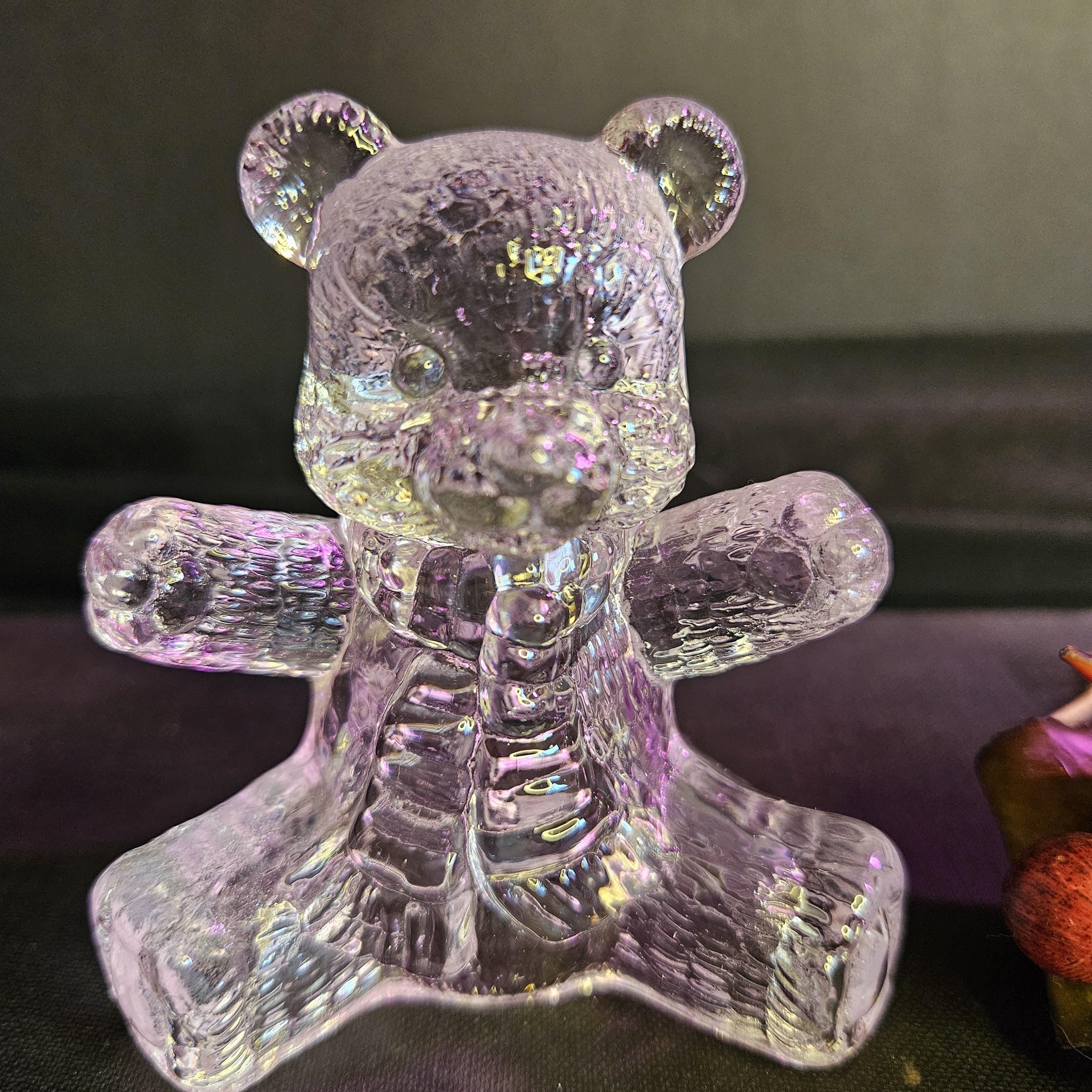 Glass Teddy Bear with Scarf - 3.5 inches tall