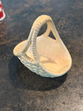 Vintage Miniature Pearlized Ceramic Basket Trinket Dish