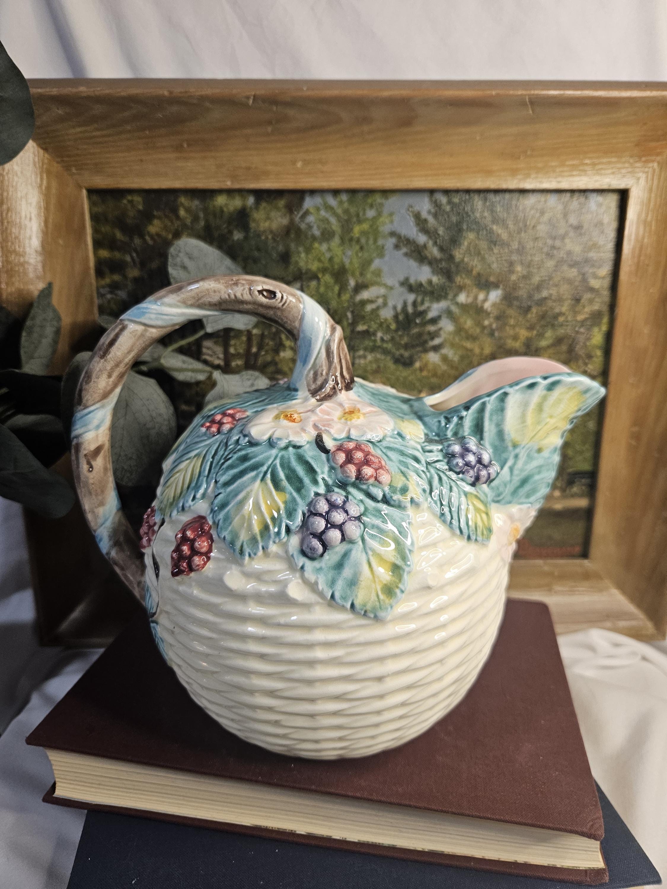 Haldon Group Teapot - Berries & Basket - Vintage 1988 - Farmhouse