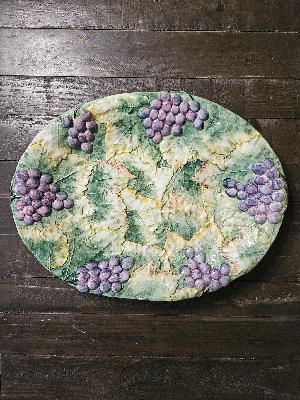 Majolica - Intrada, Made in Italy - Platter - Leaves and Grapes