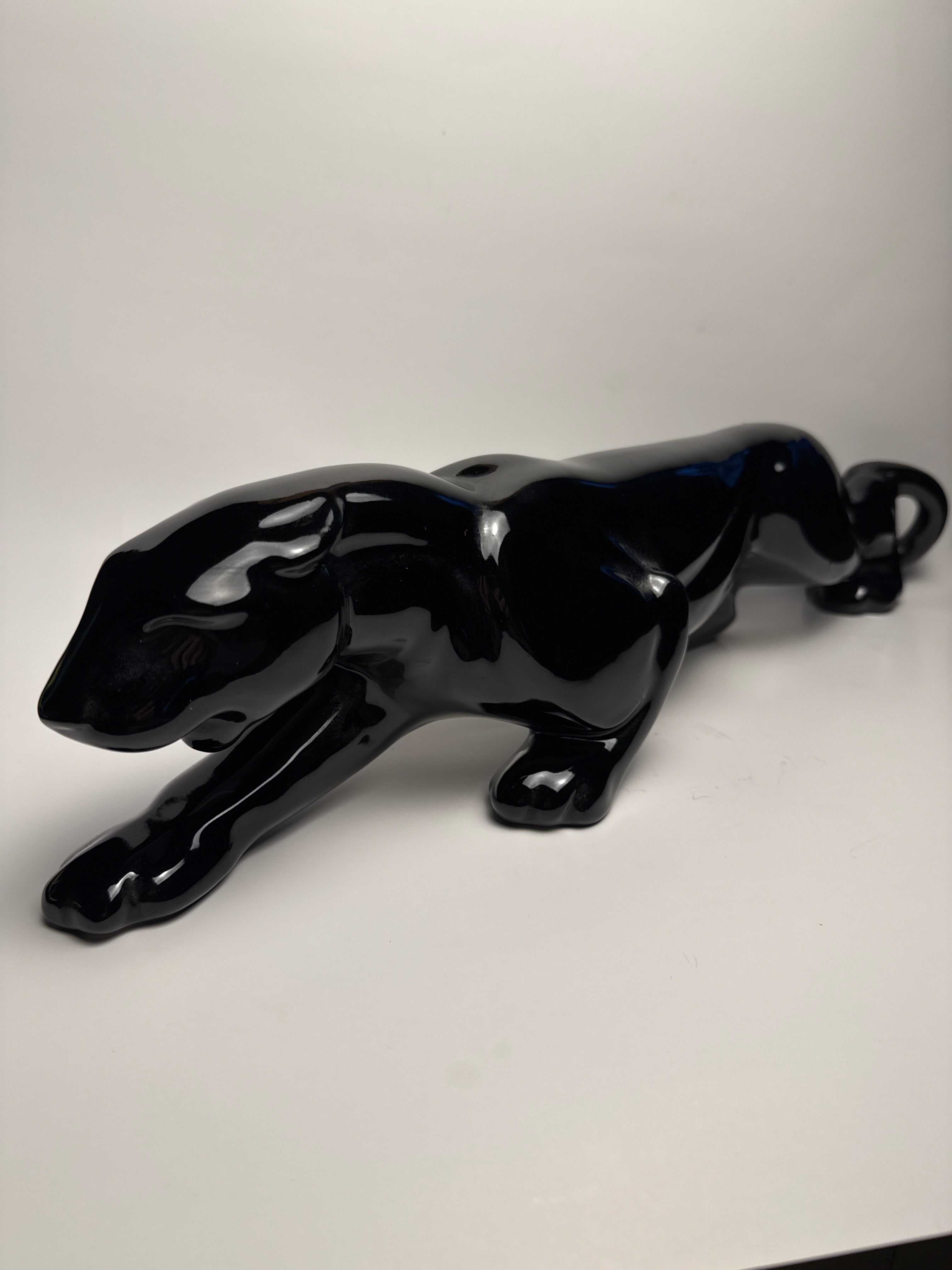 MCM Crouching Black Panther Ceramic Statue