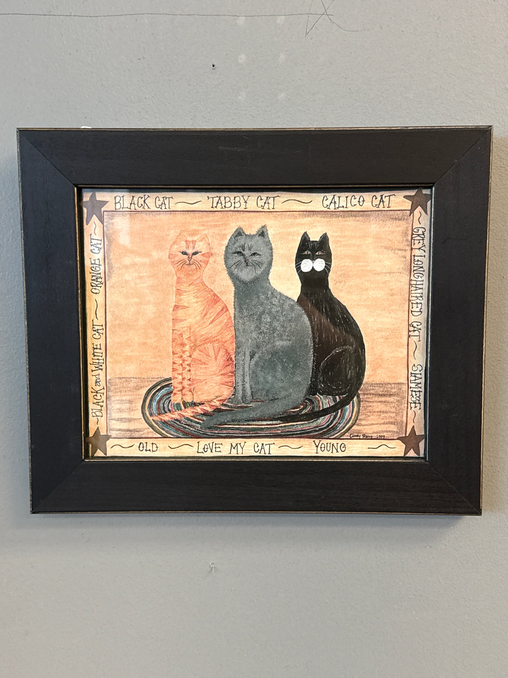 Love My Cat by Cindy Shamp, Black Frame Cat Art