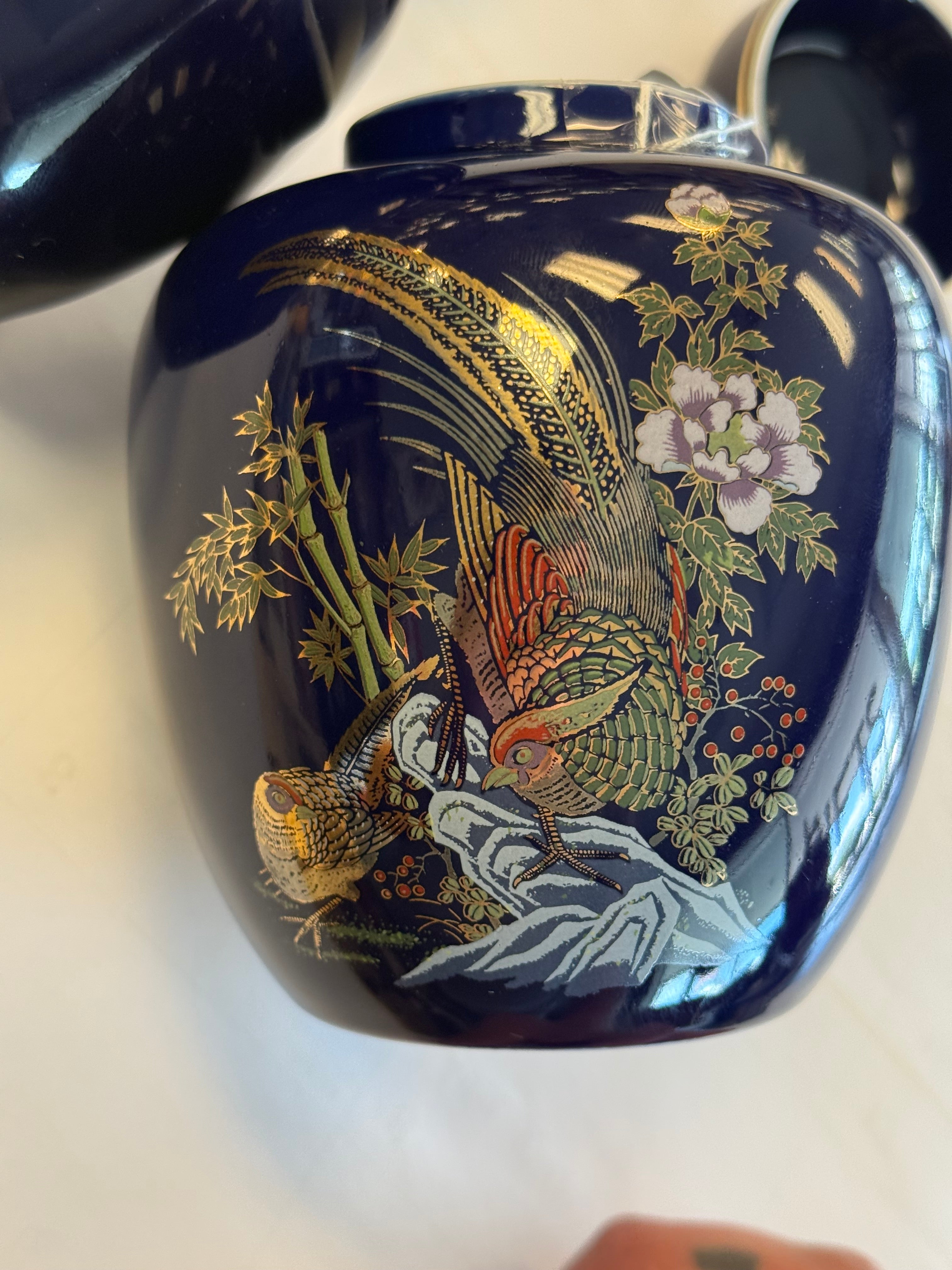 Japanese Cobalt Blue Lidded Ginger Jar Set