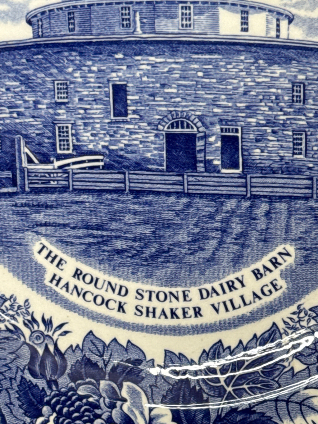 10” Round Stone Dairy Barn Flow Blue Plate