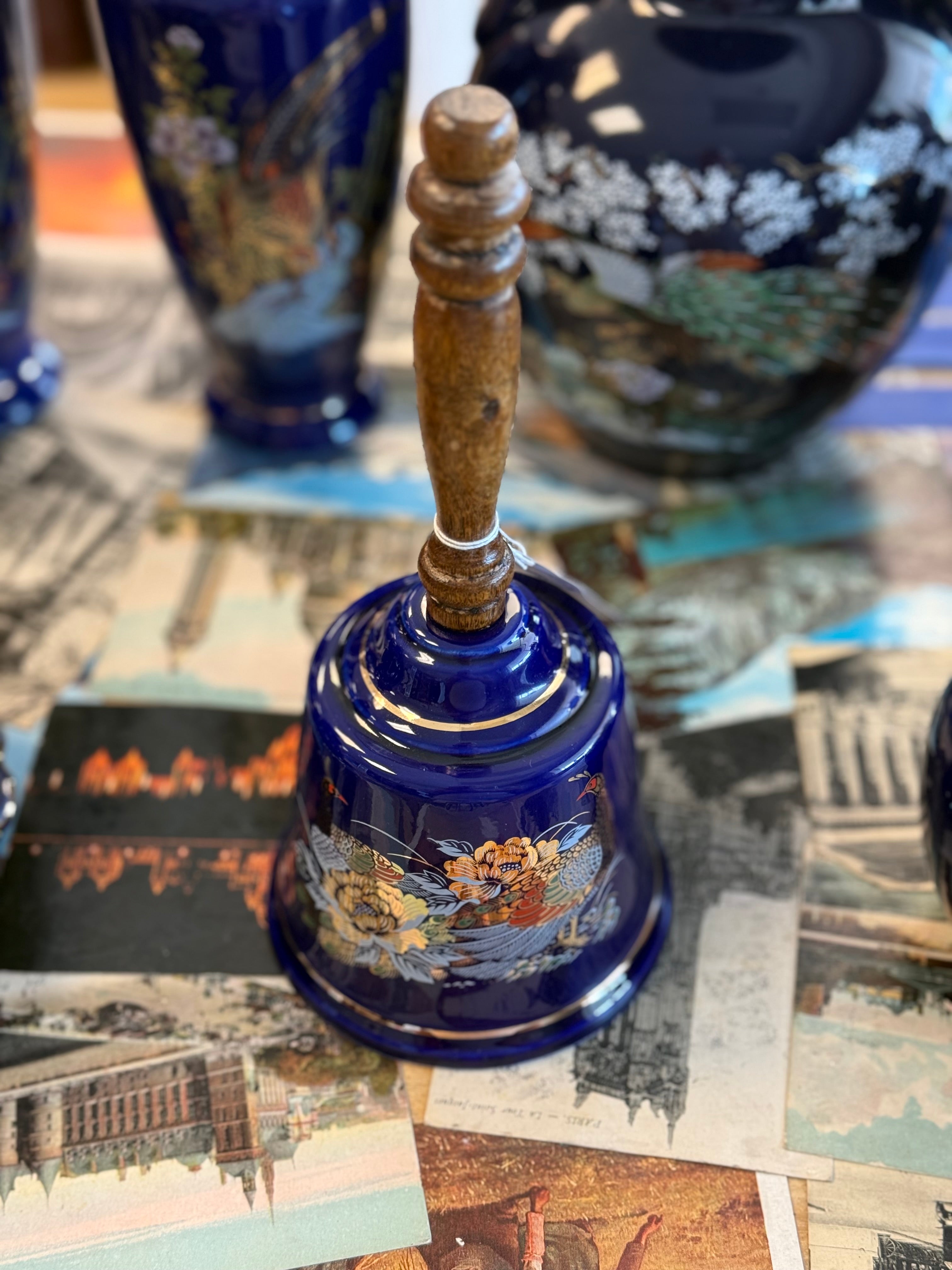 Japanese Cobalt Blue 8” Wooden Bell