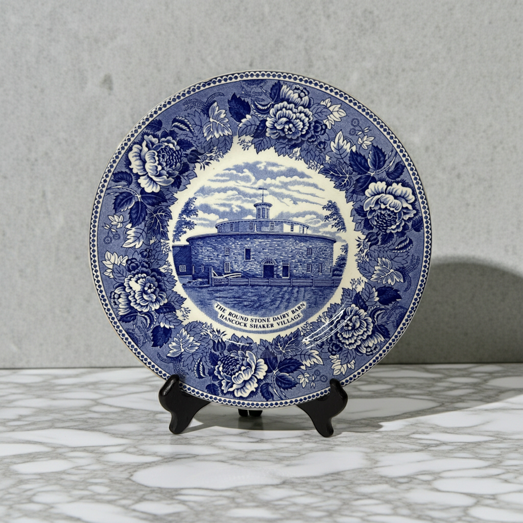 10” Round Stone Dairy Barn Flow Blue Plate