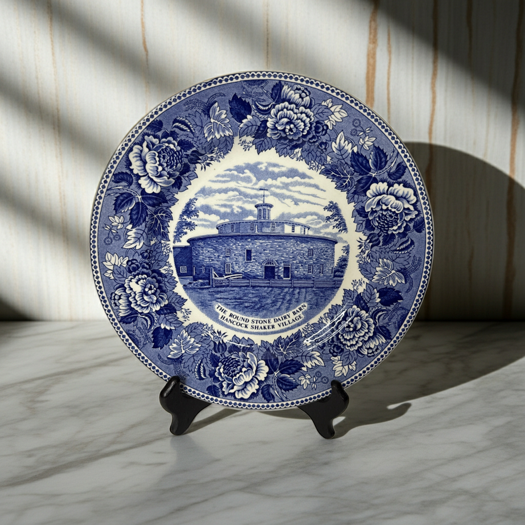 10” Round Stone Dairy Barn Flow Blue Plate