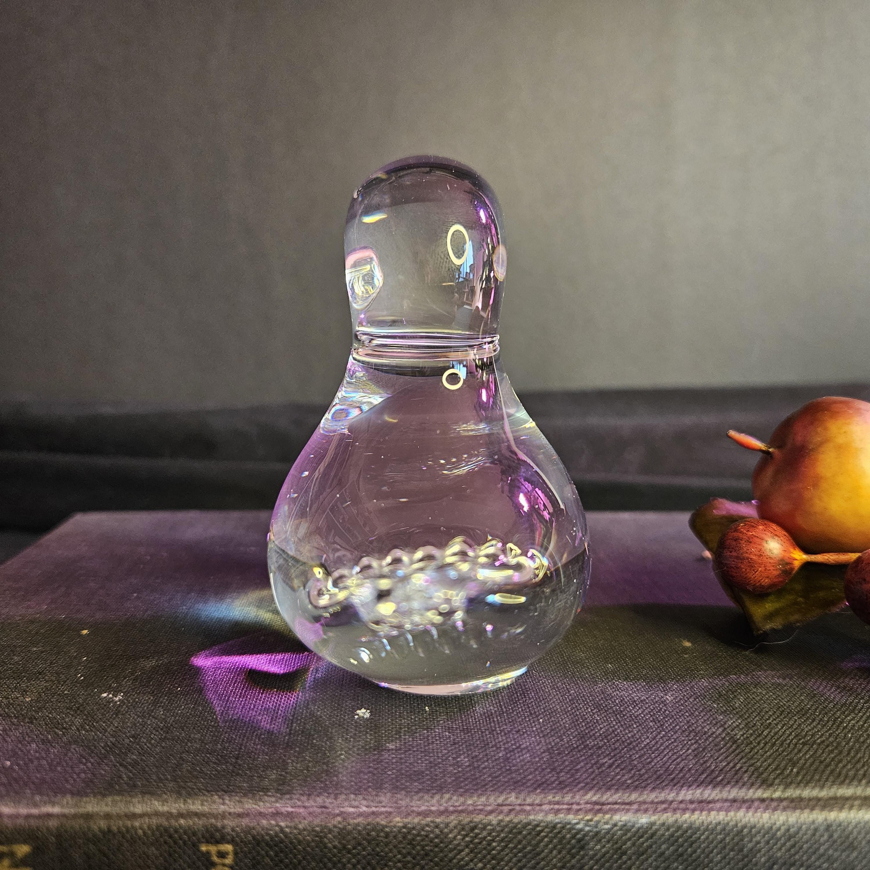 Small Swedish Glass Duck - Vintage - Paperweight - Figurine - Clear
