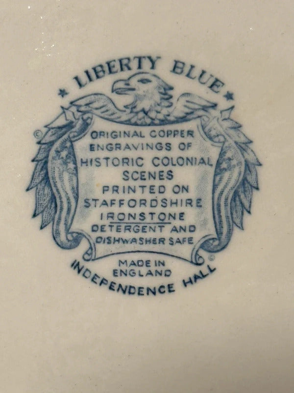 Vintage Liberty Blue Independence Hall Plate - Staffordshire England (1970s)
