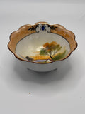 Vintage 1920s Noritake Hand Painted Scenic Footed Bowl - Made in Japan
