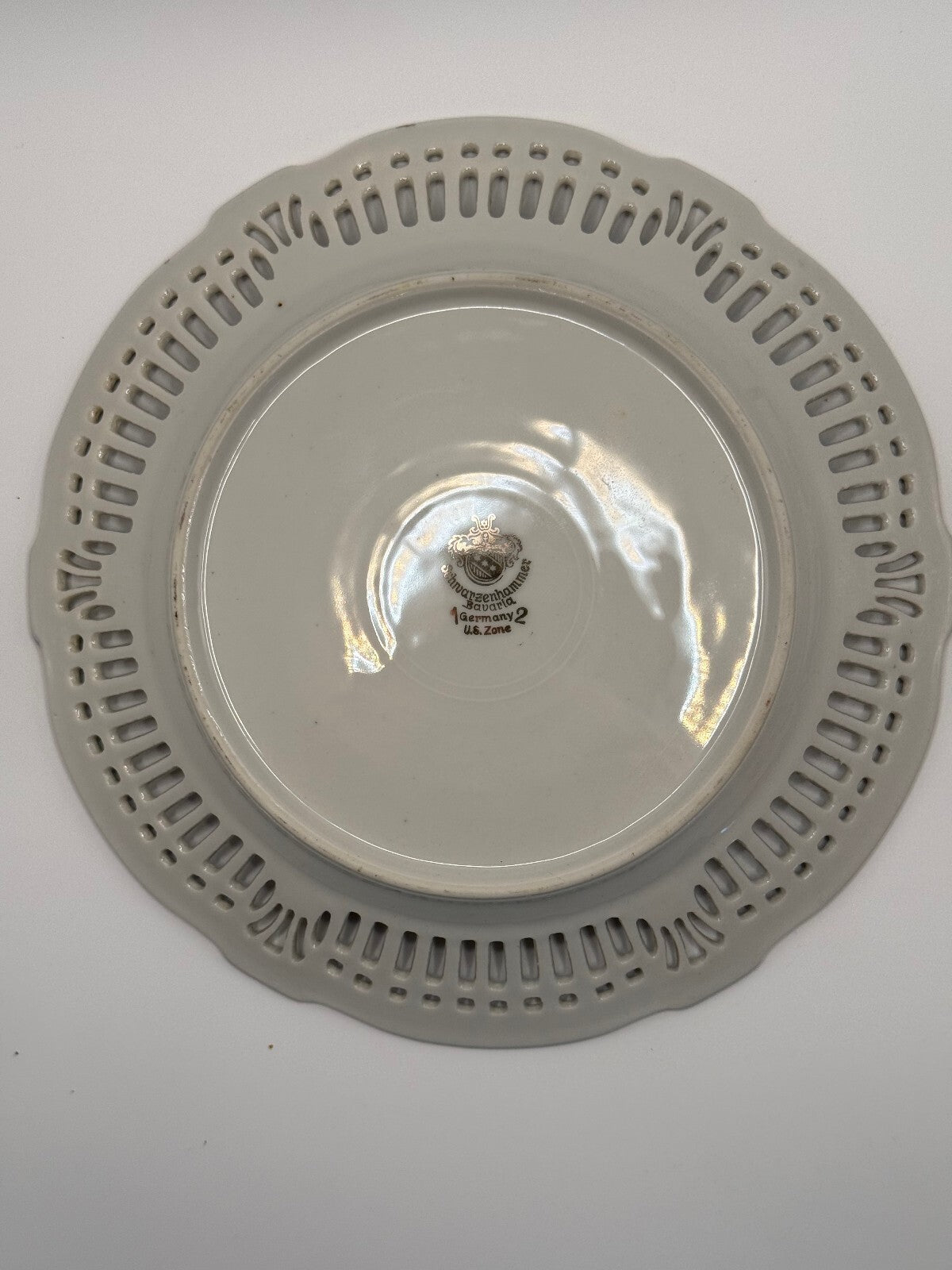 Vintage WWII US Zone Schwarzenhammer Bavaria Pierced Floral 7" Plates - Set of 6