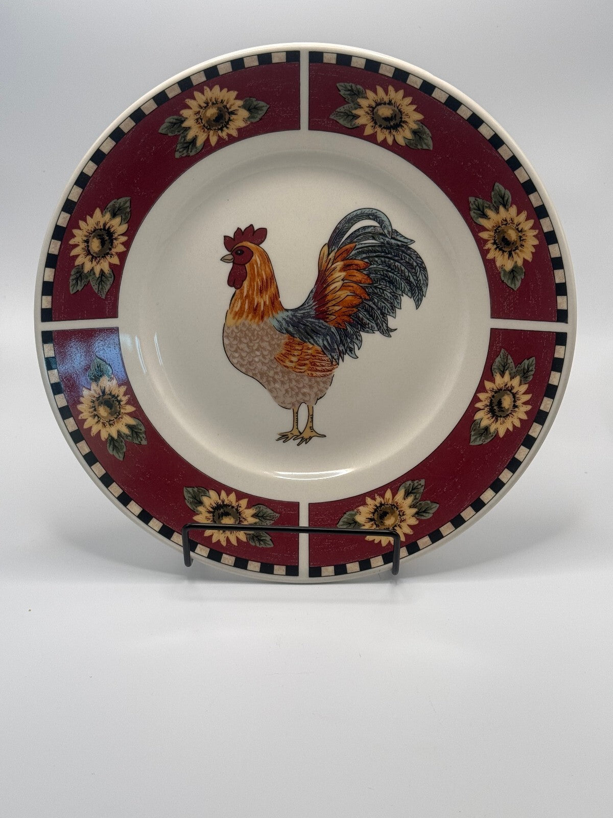 Vintage Gibson Everyday Rooster Sunflower Salad Plates - Set of 2