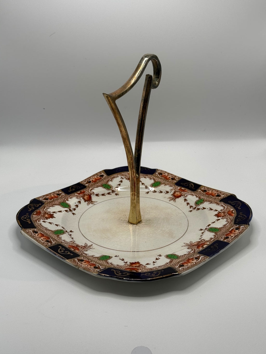 Vintage Burgess Bros "Carlisle Ware" Imari Style Handled Cake / Serving Plate