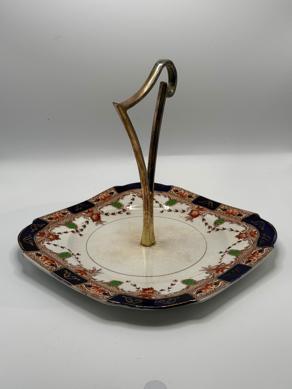 Vintage Burgess Bros "Carlisle Ware" Imari Style Handled Cake / Serving Plate