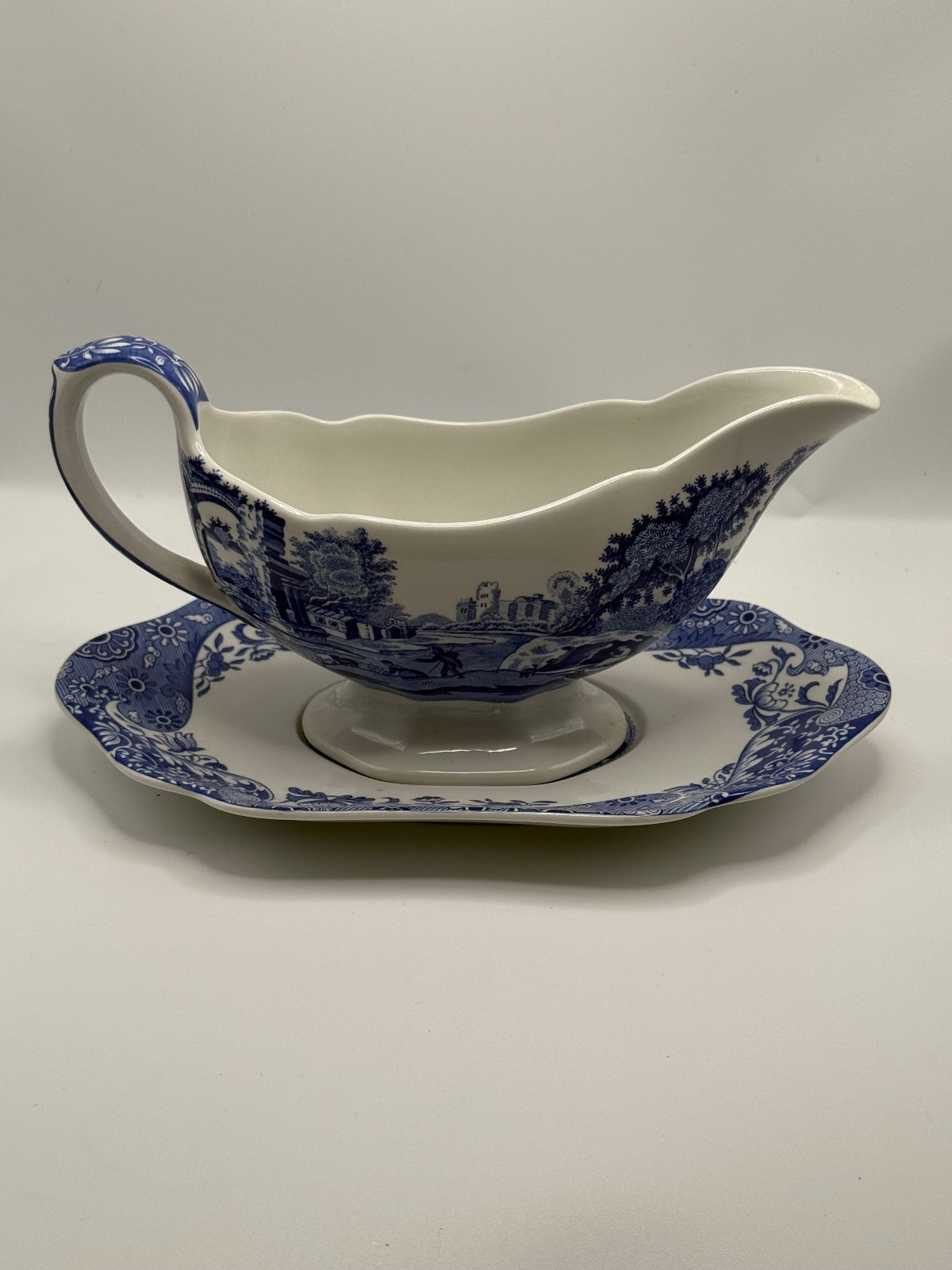 Spode Blue Italian Creamer and Oval Dish Set