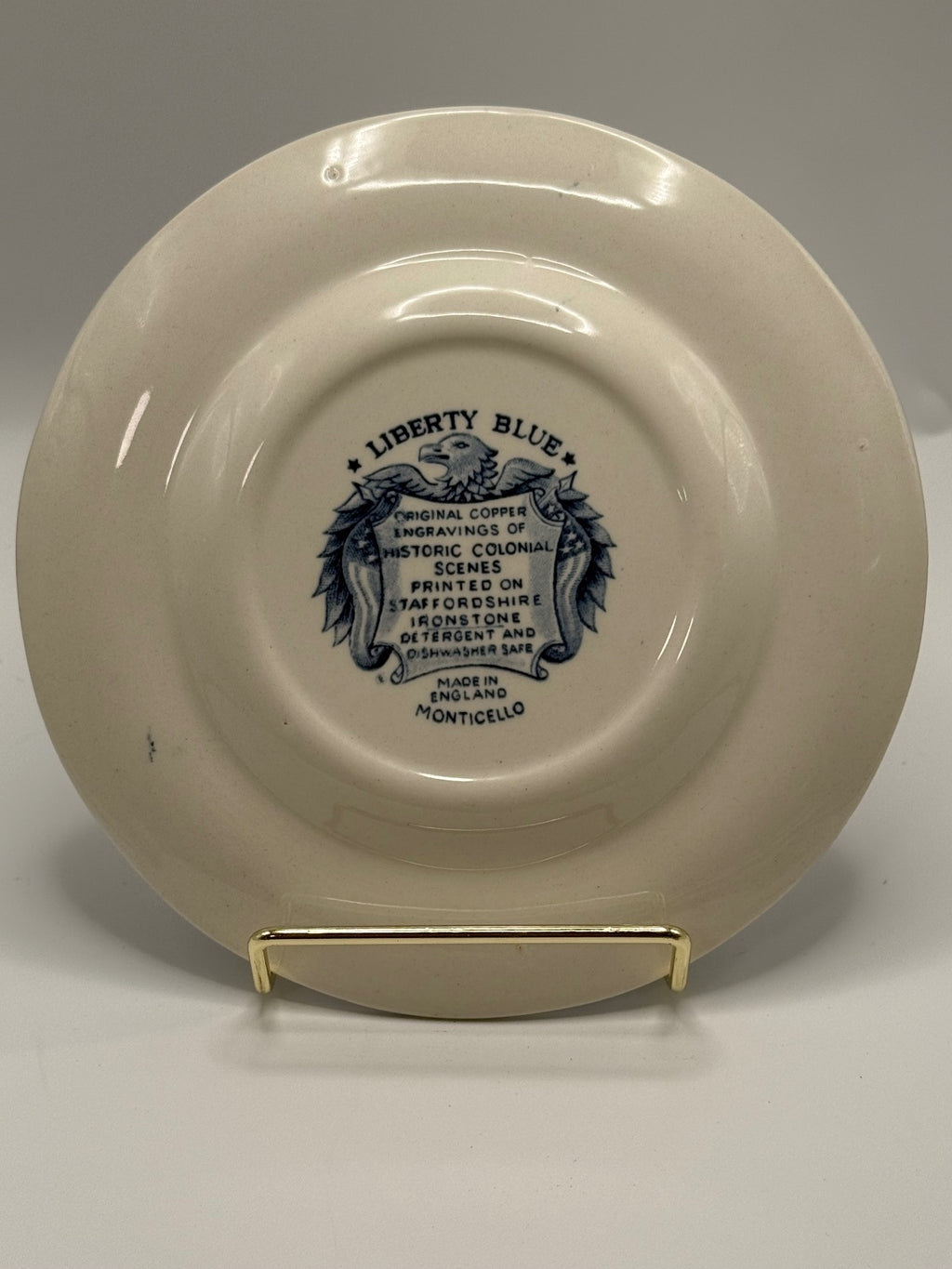 Vintage Liberty Blue Staffordshire Monticello Rimmed Plate 6” - Made in England