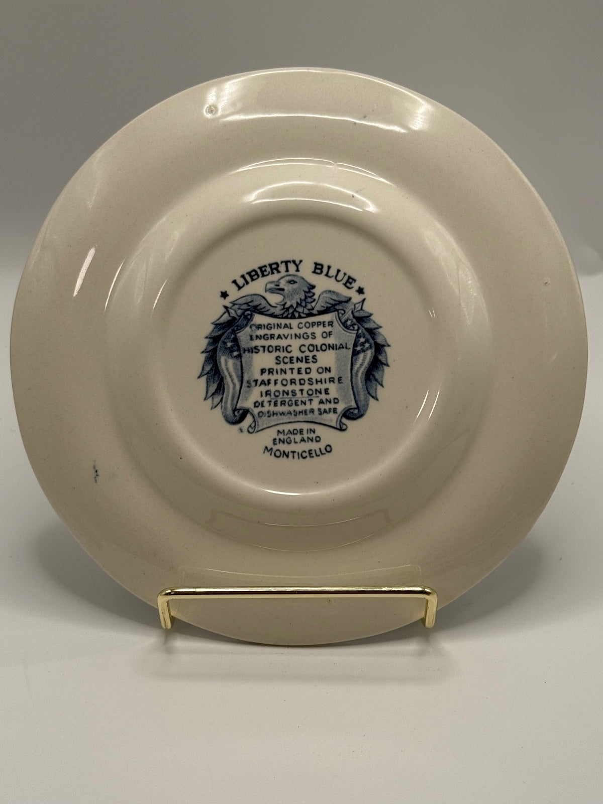 Vintage Liberty Blue Staffordshire Monticello Rimmed Plate 6” - Made in England