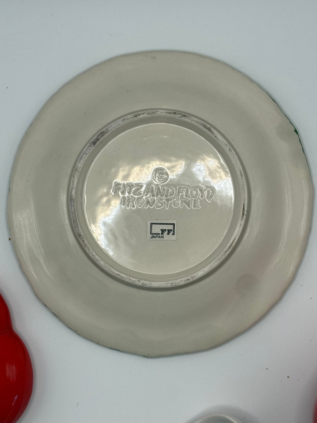 Vintage Fitz and Floyd Tomato Condiment Pot with Underplate and Spoon
