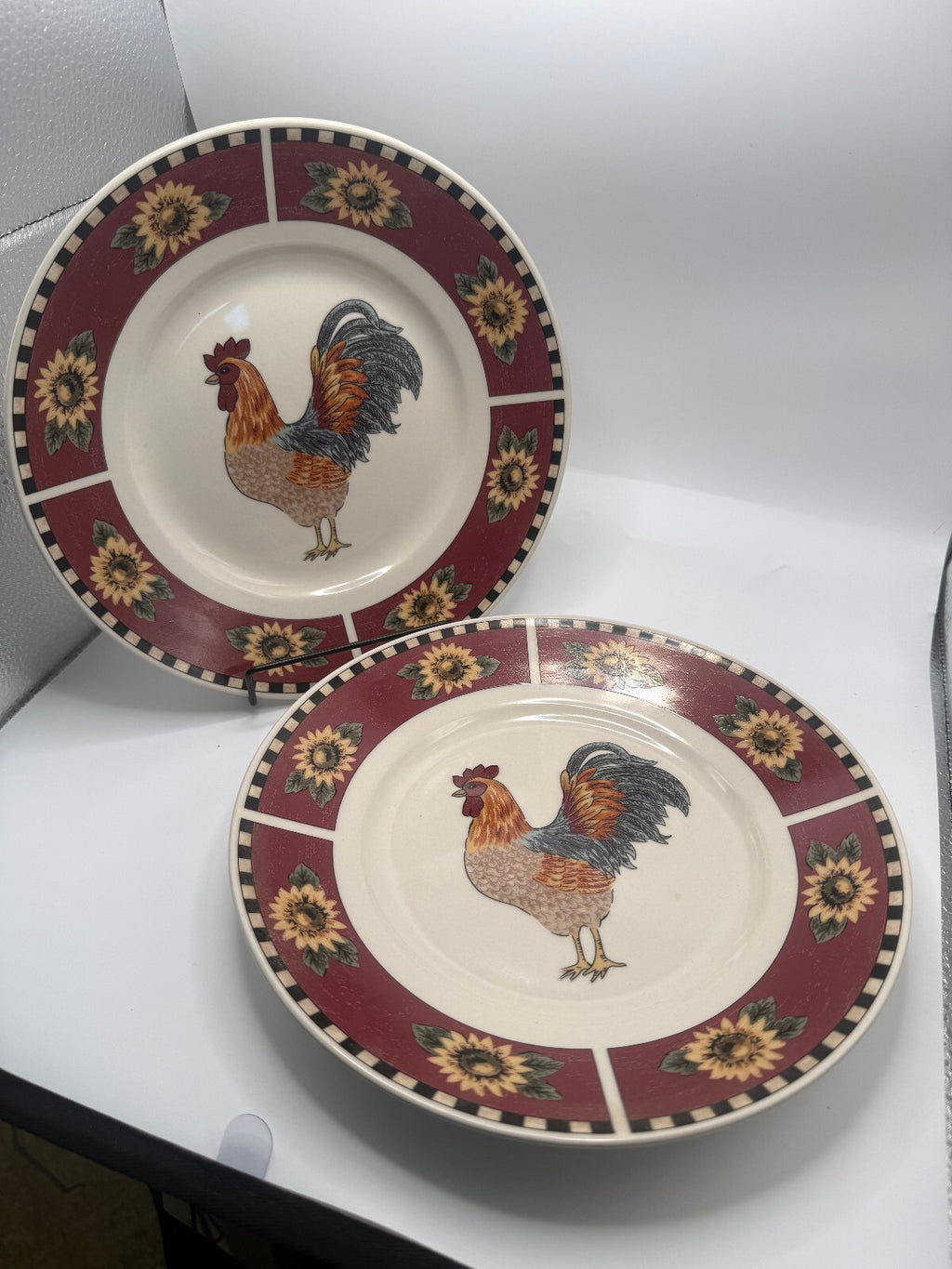 Vintage Gibson Everyday Rooster Sunflower Salad Plates - Set of 2