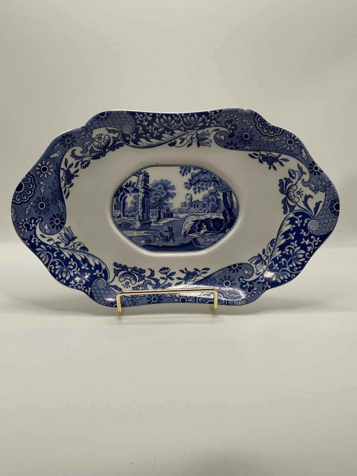 Spode Blue Italian Creamer and Oval Dish Set