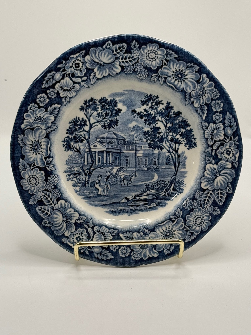 Vintage Liberty Blue Staffordshire Monticello Rimmed Plate 6” - Made in England