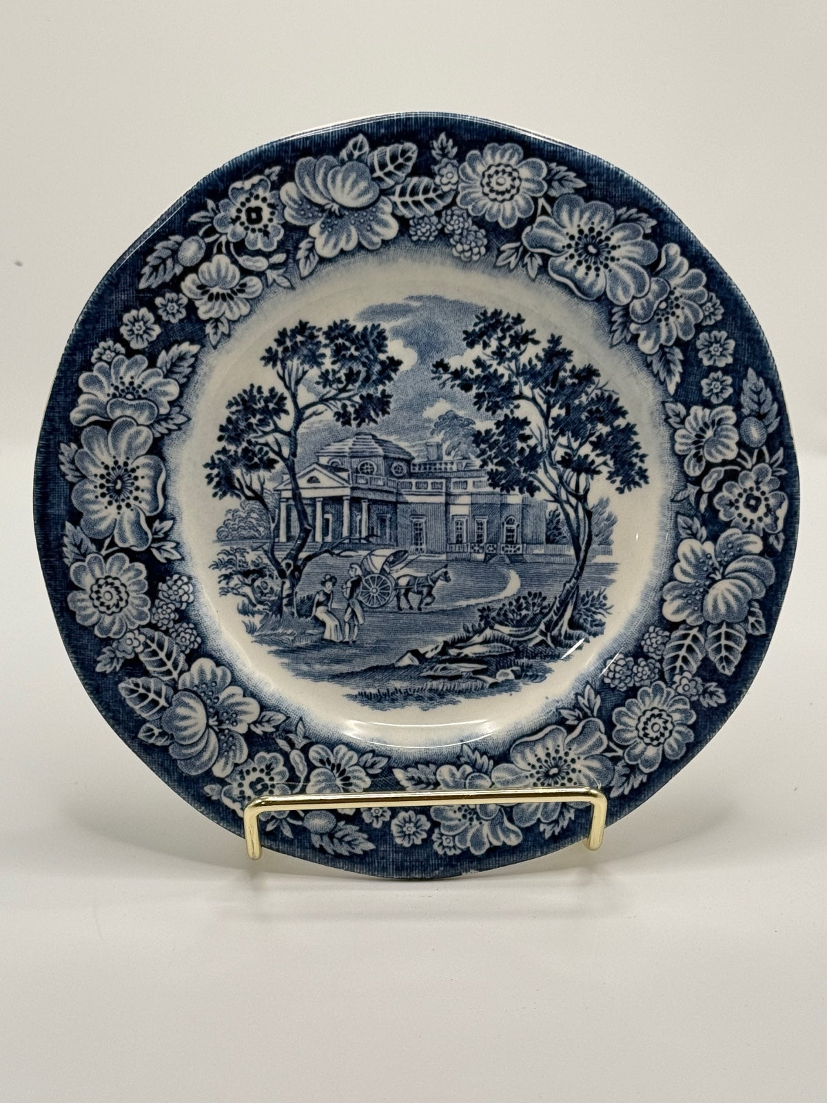 Vintage Liberty Blue Staffordshire Monticello Rimmed Plate 6” - Made in England