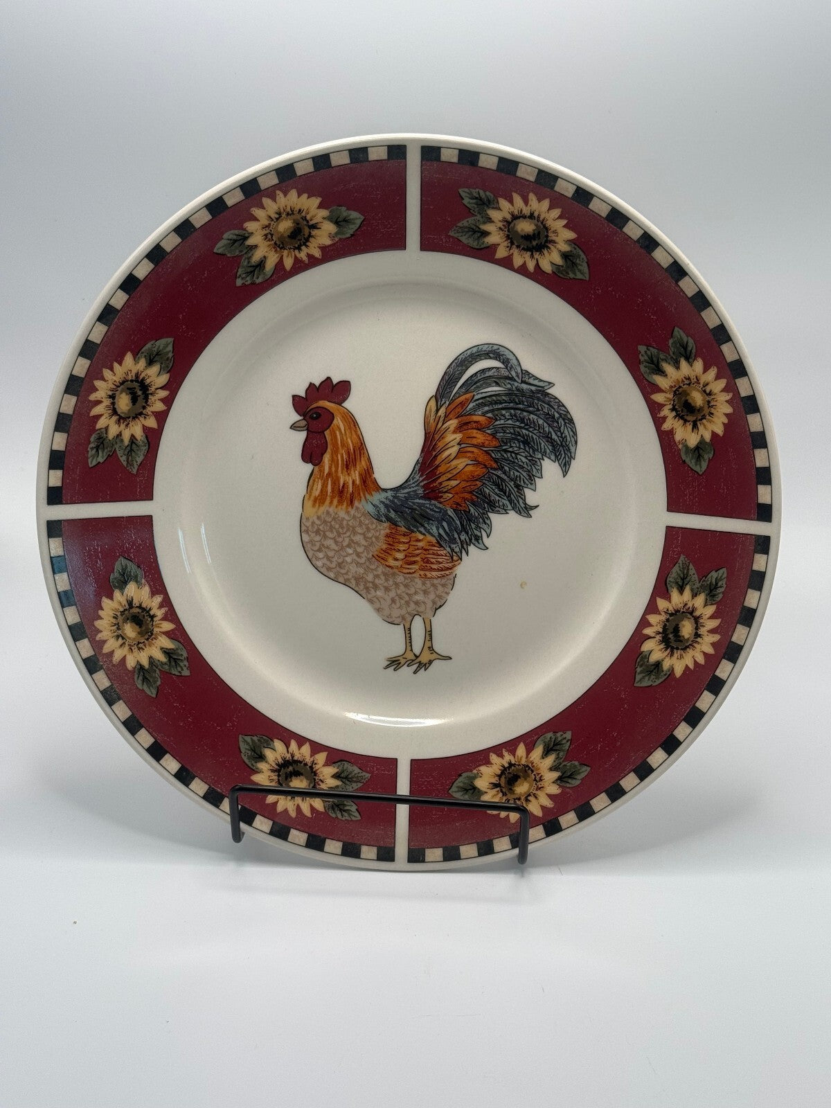 Vintage Gibson Everyday Rooster Sunflower Salad Plates - Set of 2