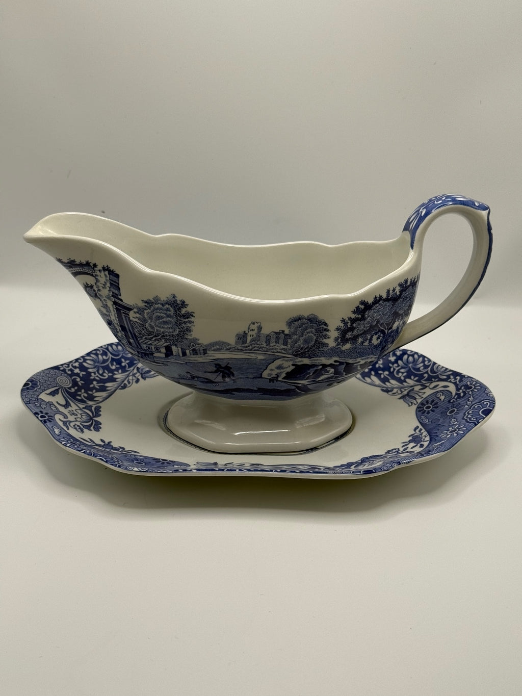 Spode Blue Italian Creamer and Oval Dish Set