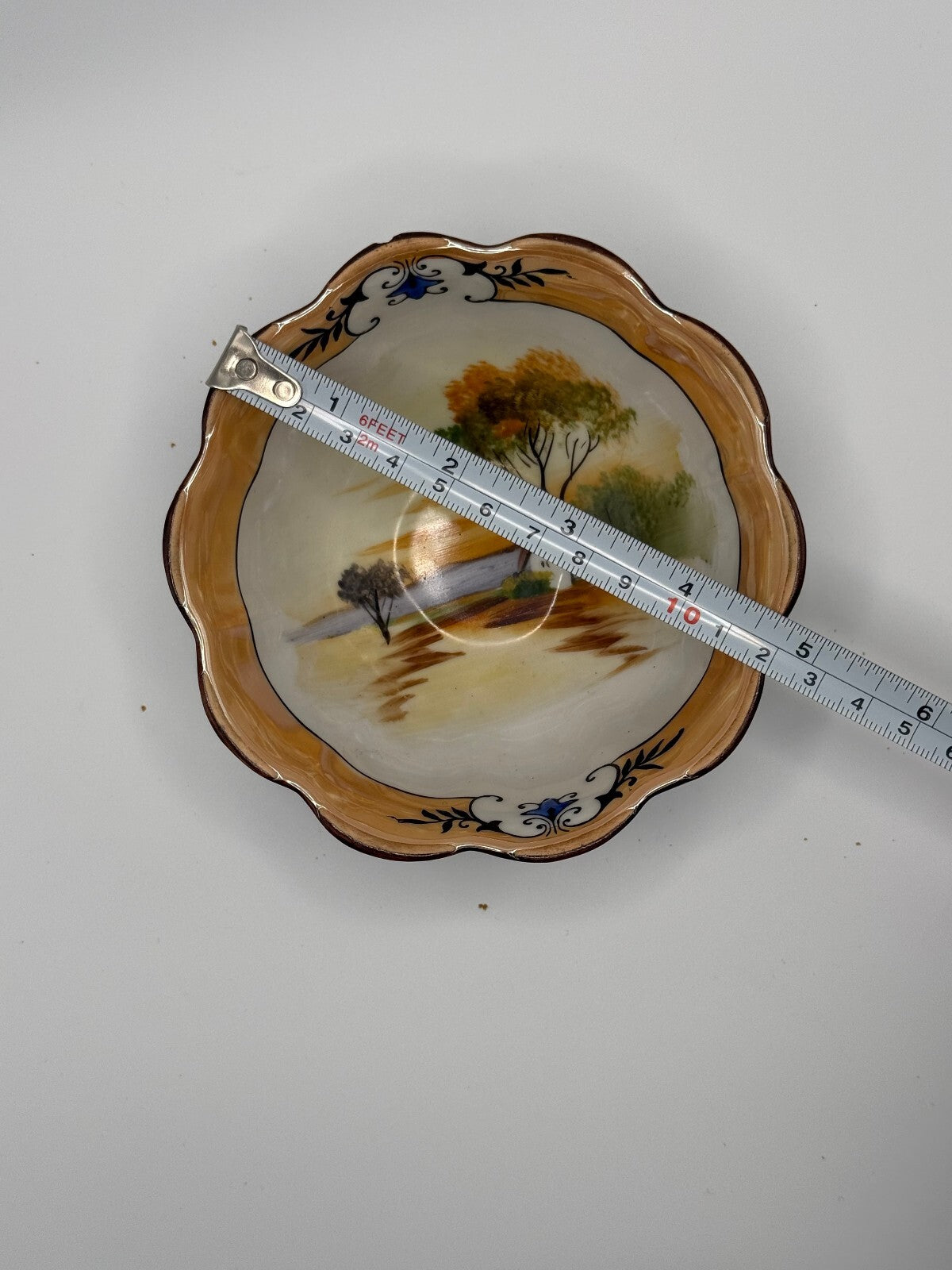 Vintage 1920s Noritake Hand Painted Scenic Footed Bowl - Made in Japan