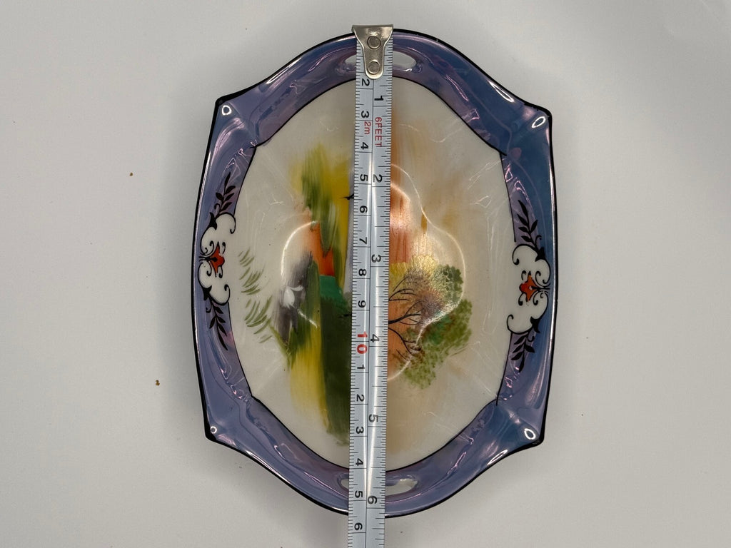 Vintage 1920s Noritake Hand Painted Scenic Lusterware Dish - Made in Japan