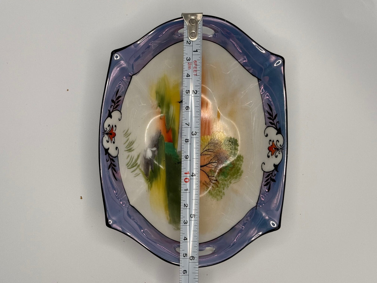 Vintage 1920s Noritake Hand Painted Scenic Lusterware Dish - Made in Japan