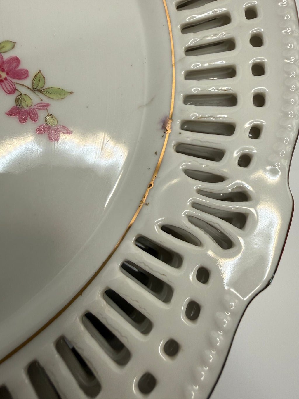 Vintage WWII US Zone Schwarzenhammer Bavaria Pierced Floral 7" Plates - Set of 6