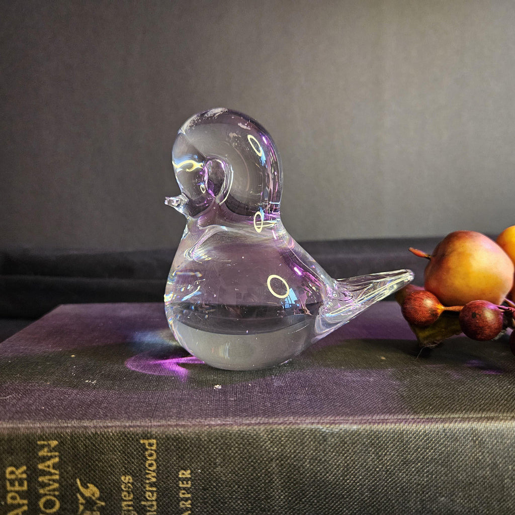 Small Swedish Glass Duck - Vintage - Paperweight - Figurine - Clear