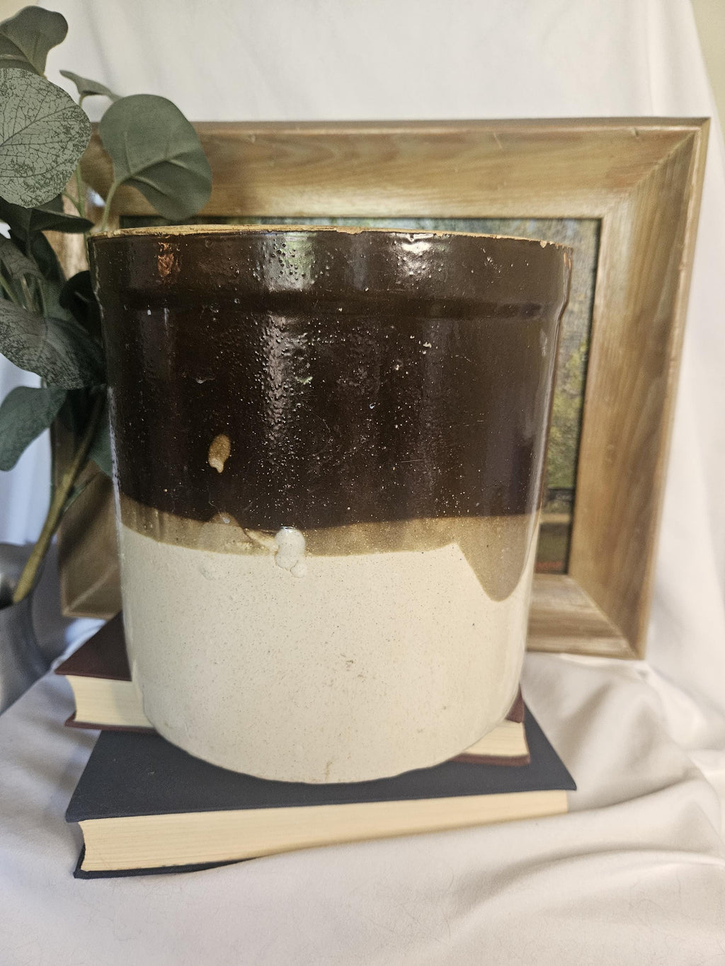 Antique 1 Gallon Stoneware Crock - Farmhouse decor - Food Safe