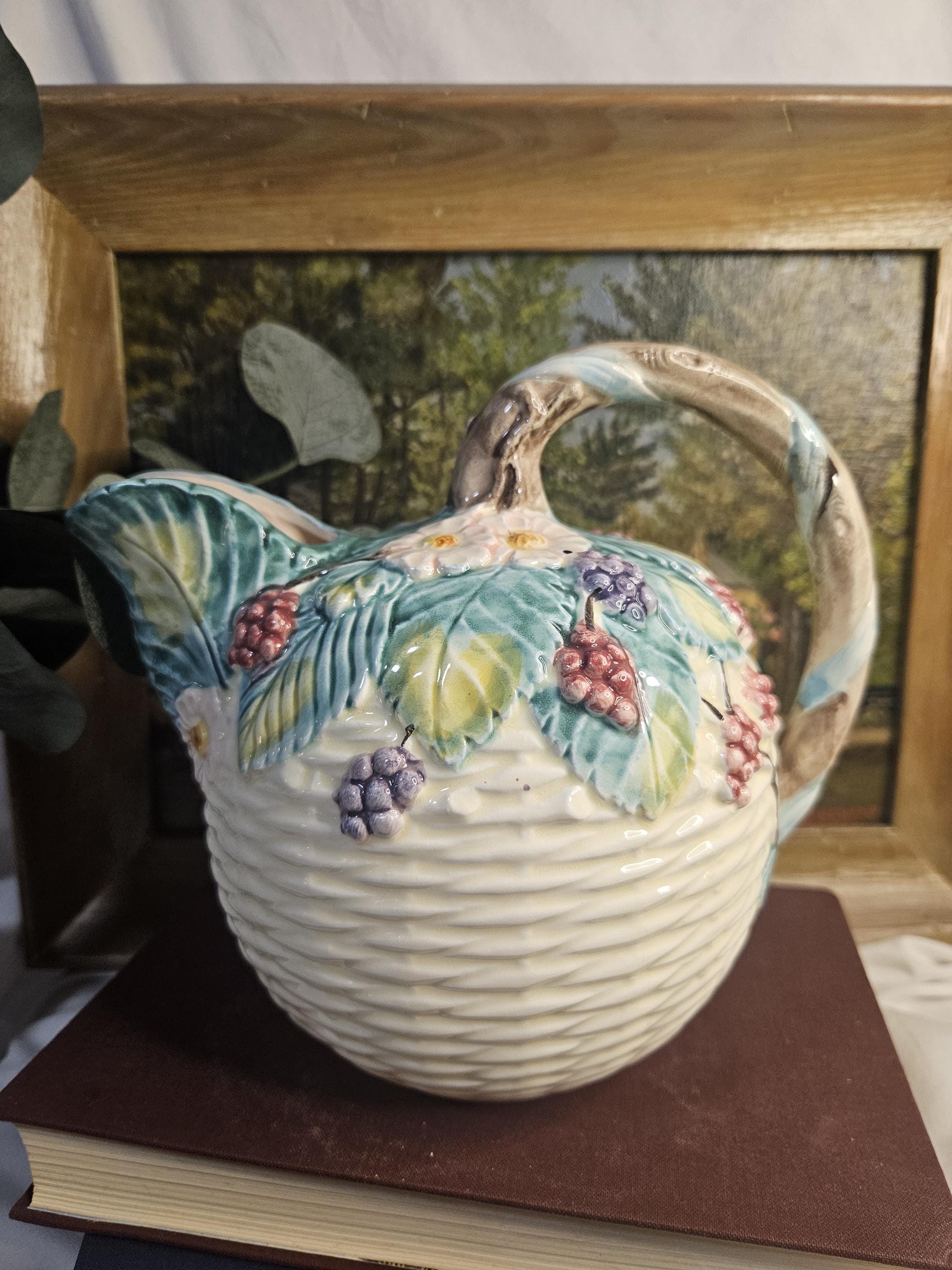 Haldon Group Teapot - Berries & Basket - Vintage 1988 - Farmhouse